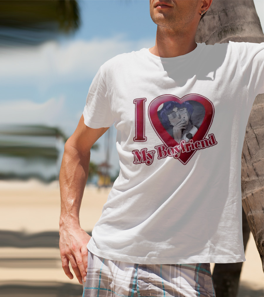 I Love My Boyfriend Heart Anime Style Wolf Keum Wind Breaker T-Shirt
