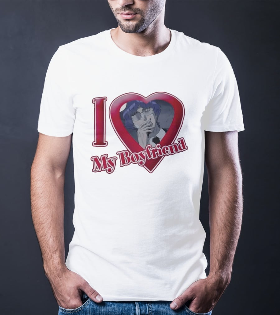 I Love My Boyfriend Heart Anime Style Wolf Keum Wind Breaker T-Shirt