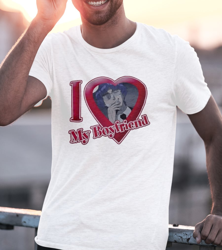 I Love My Boyfriend Heart Anime Style Wolf Keum Wind Breaker T-Shirt