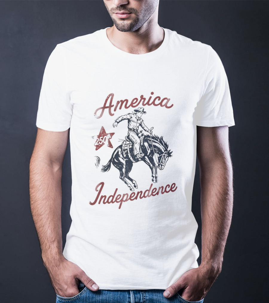America Independence Cowboy 250th Anniversary USA Independence Day T-Shirt
