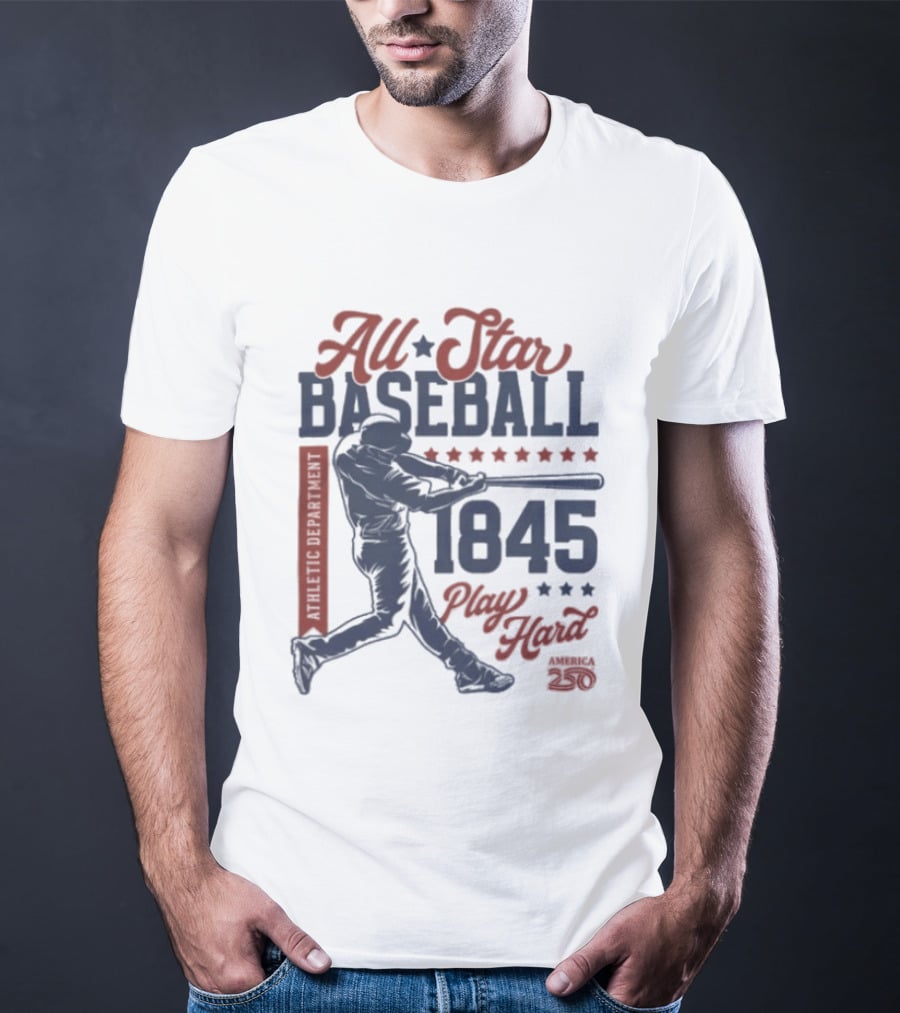 All Star Baseball 1845 Player Red Blue T-Shirt