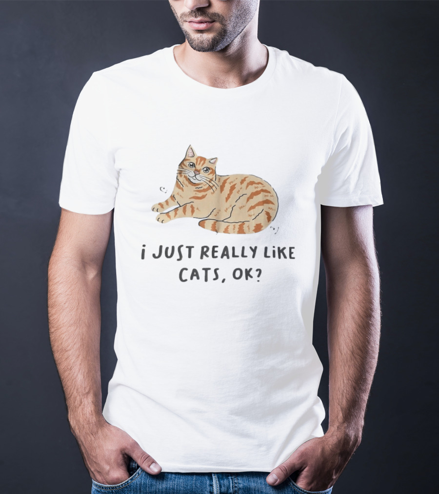 I Just Really Like Cats Ok With Cute Orange Tabby Cat T-Shirt