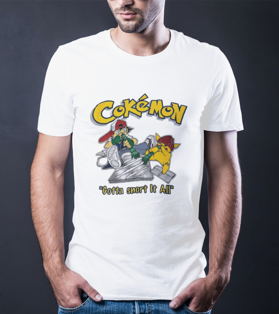 Cokemon Gotta Snort It All Pikachu T-Shirt
