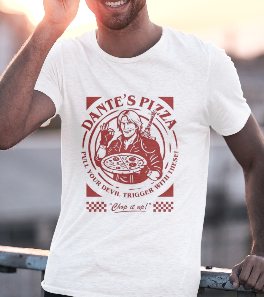 Dante's Pizza Devil May Cry Pizza Chop It Up Gaming Fans T-Shirt