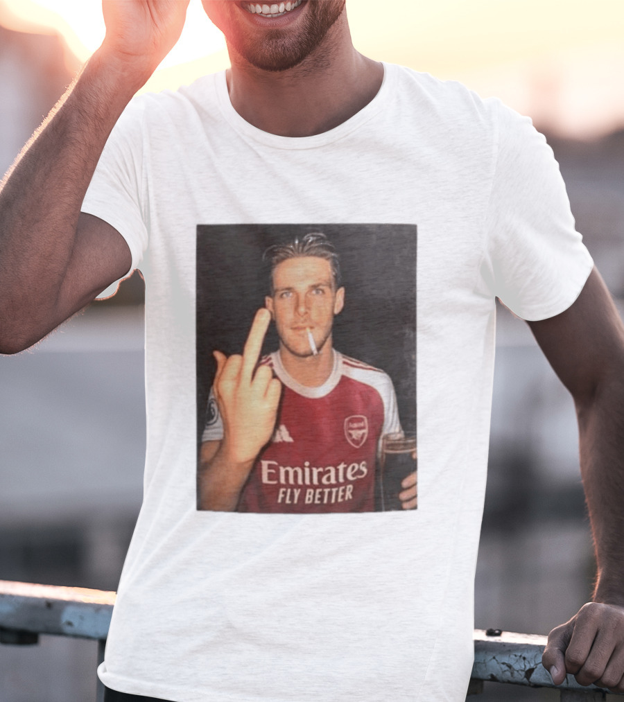 Emirates Fly Better Arsenal Middle Finger Smoking Soccer Player T-Shirt