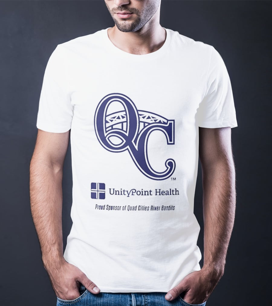 QC River Bandits UnityPoint Health Proud Sponsor Quad Cities Bridge T-Shirt