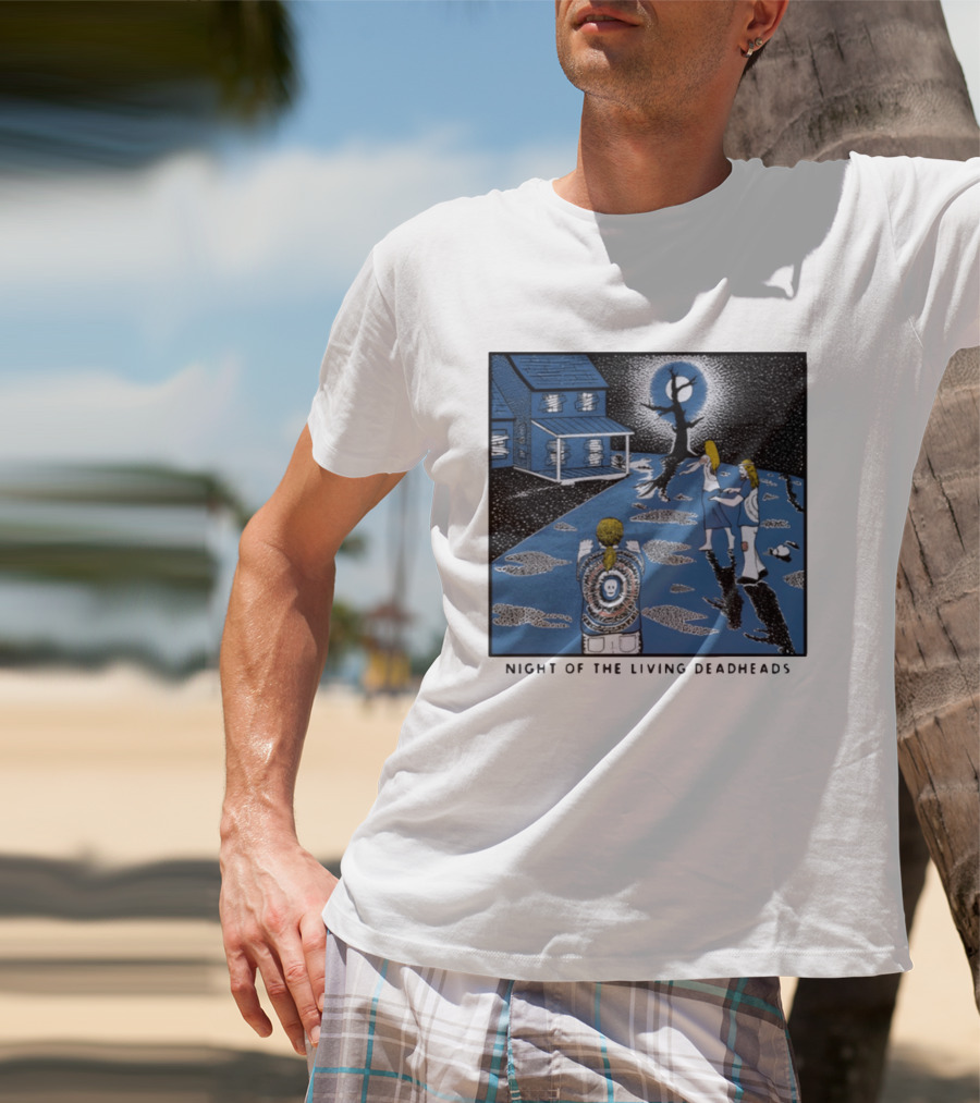 Ken Brown 90s Night Of The Living Deadheads House With Skull And Dancing Figures T-Shirt