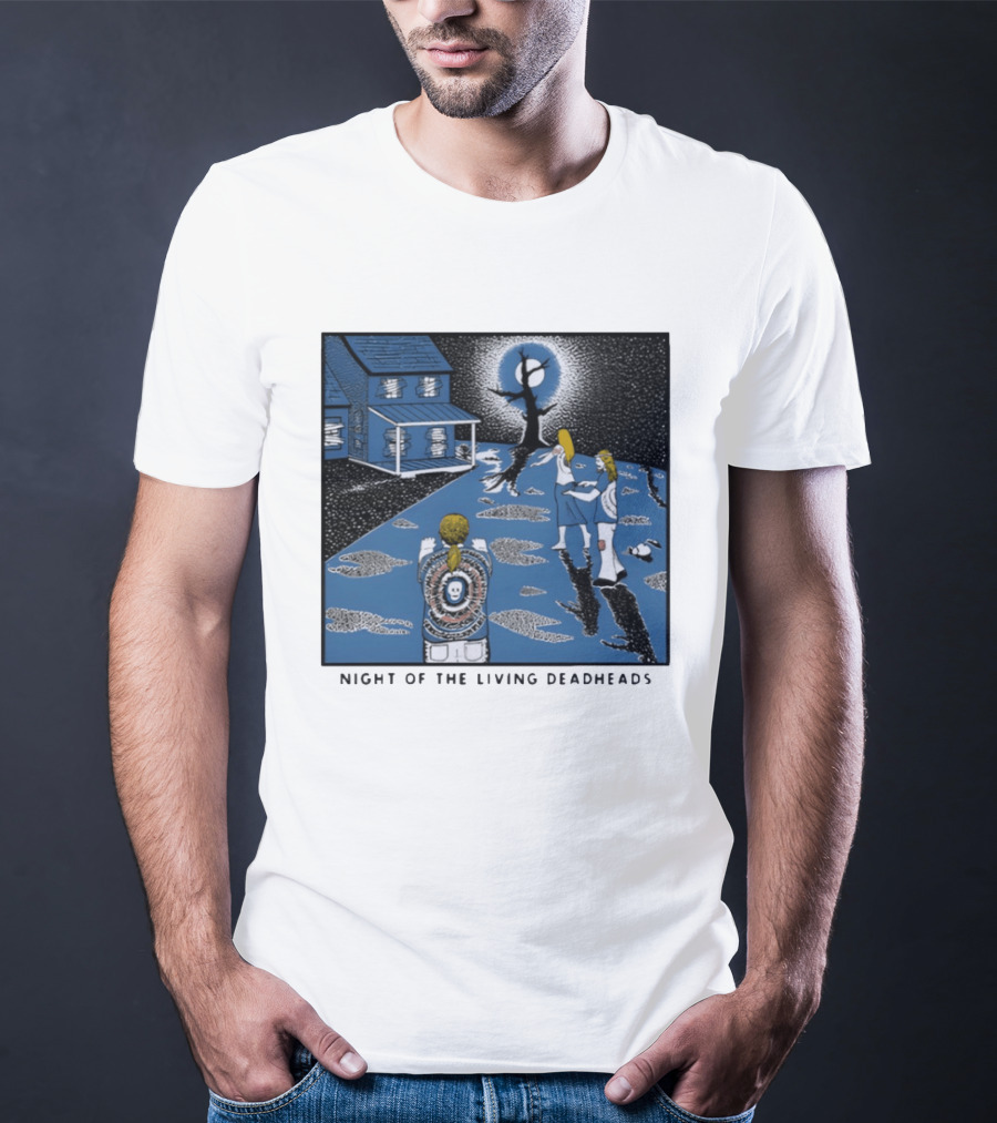 Ken Brown 90s Night Of The Living Deadheads House With Skull And Dancing Figures T-Shirt
