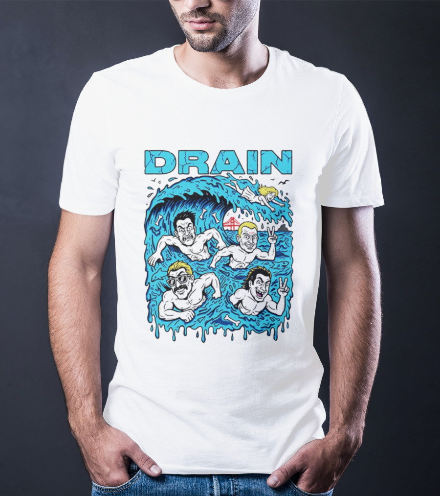 Drain Band Butthole Surfers Caricature Wave Surf T-Shirt