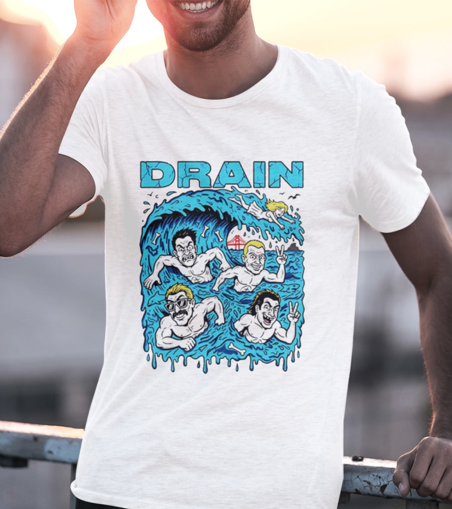 Drain Band Butthole Surfers Caricature Wave Surf T-Shirt