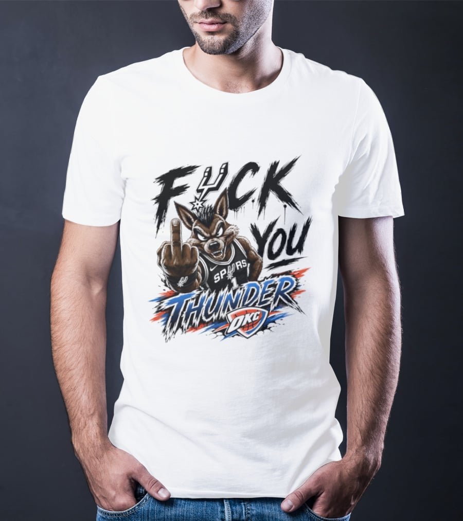 Spurs Vs Thunder F*** You Thunder OKC Rivalry Mascot Gesture T-Shirt