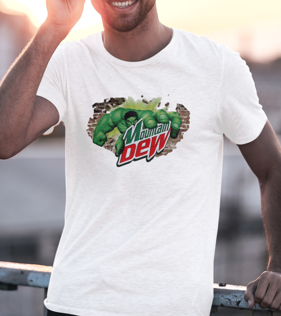 Hulk Smashing Through Brick Wall Mountain Dew Collaboration T-Shirt