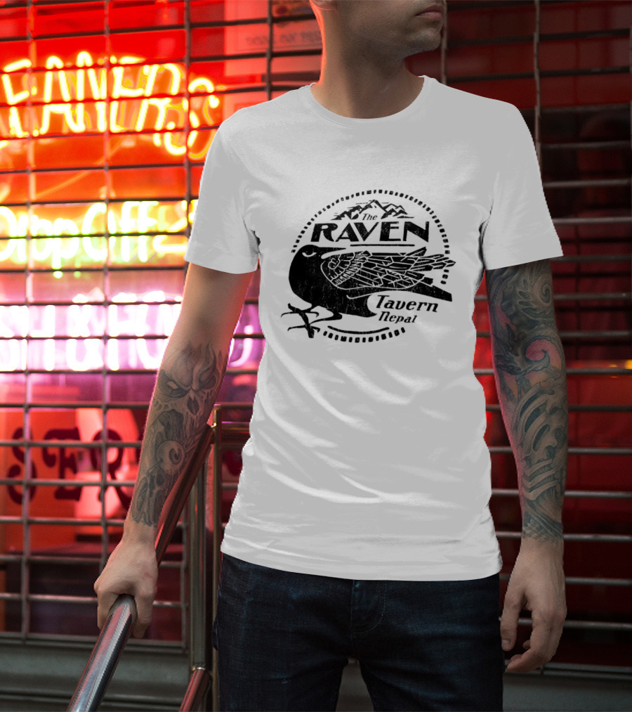 Raven Tavern Nepal Bird With Mountains T-Shirt