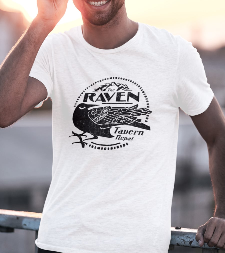 Raven Tavern Nepal Bird With Mountains T-Shirt