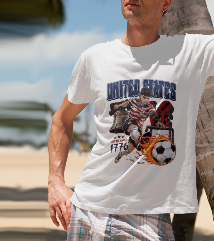 United States Love Park Philadelphia Soccer Player Liberty Bell 1776 T-Shirt