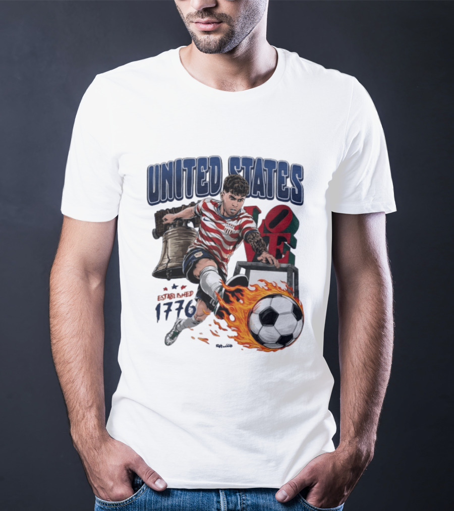United States Love Park Philadelphia Soccer Player Liberty Bell 1776 T-Shirt