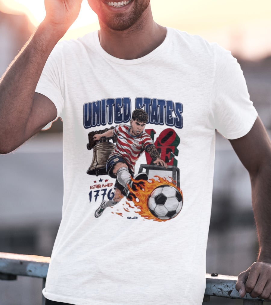United States Love Park Philadelphia Soccer Player Liberty Bell 1776 T-Shirt