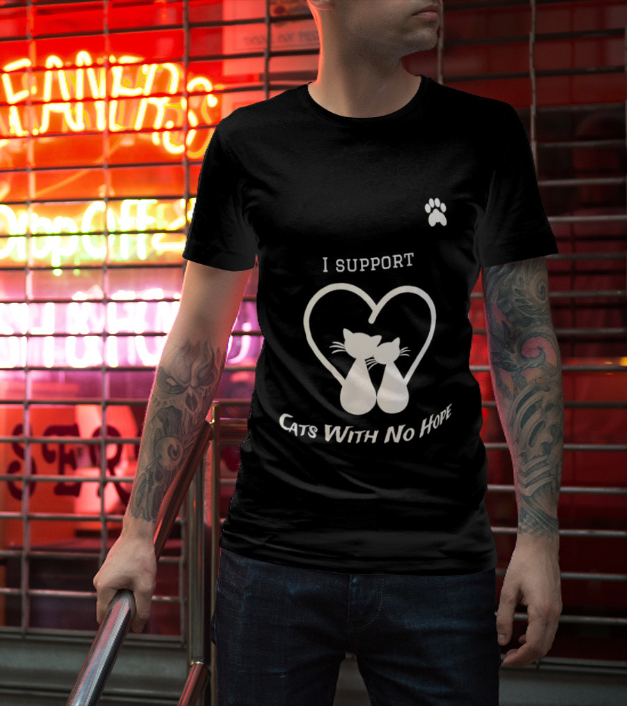 I Support Cats With No Home Heart Paw Feline Welfare Rescue Mission T-Shirt