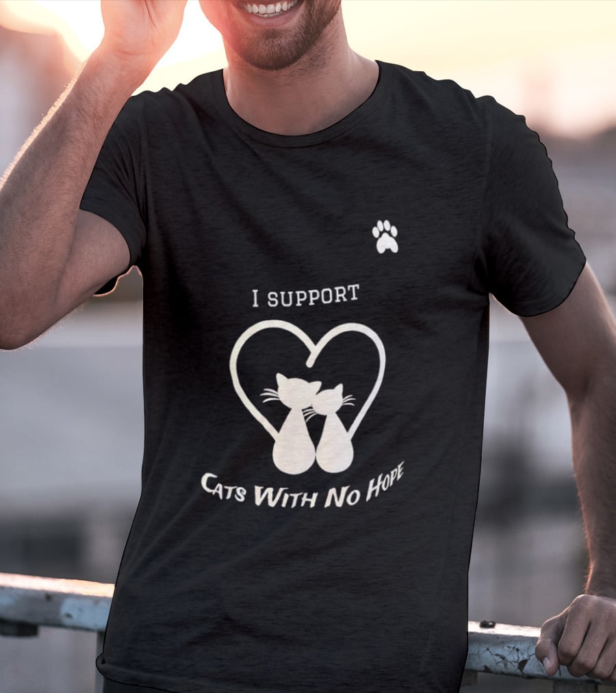 I Support Cats With No Home Heart Paw Feline Welfare Rescue Mission T-Shirt