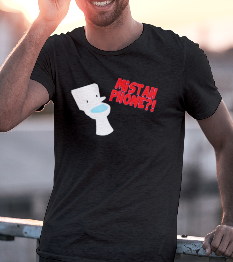 Mistah Phone Toilet Pun Illustration Humor T-Shirt