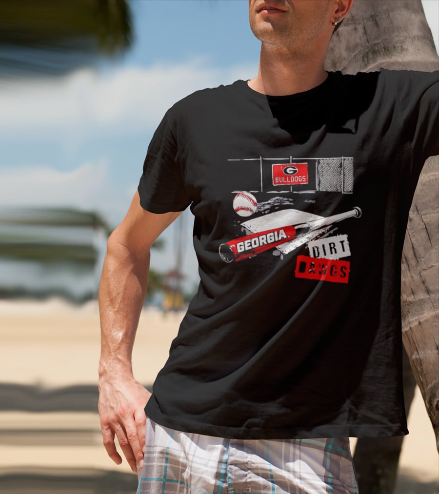 Georgia Bulldogs Baseball Dirt Dawgs Field Bat And Ball T-Shirt