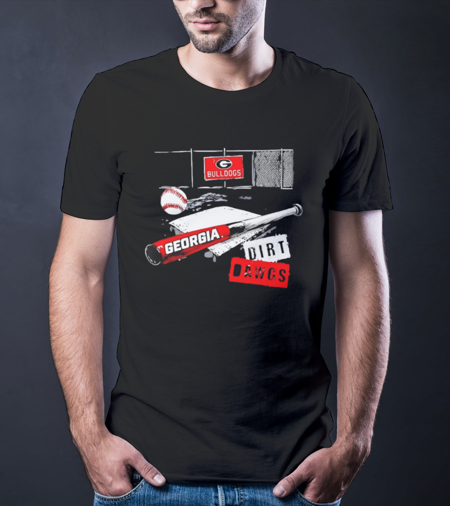 Georgia Bulldogs Baseball Dirt Dawgs Field Bat And Ball T-Shirt