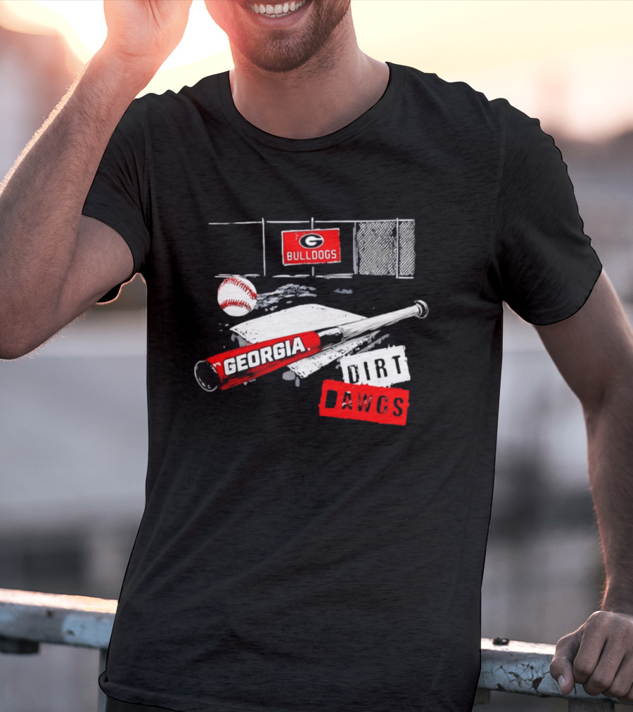 Georgia Bulldogs Baseball Dirt Dawgs Field Bat And Ball T-Shirt