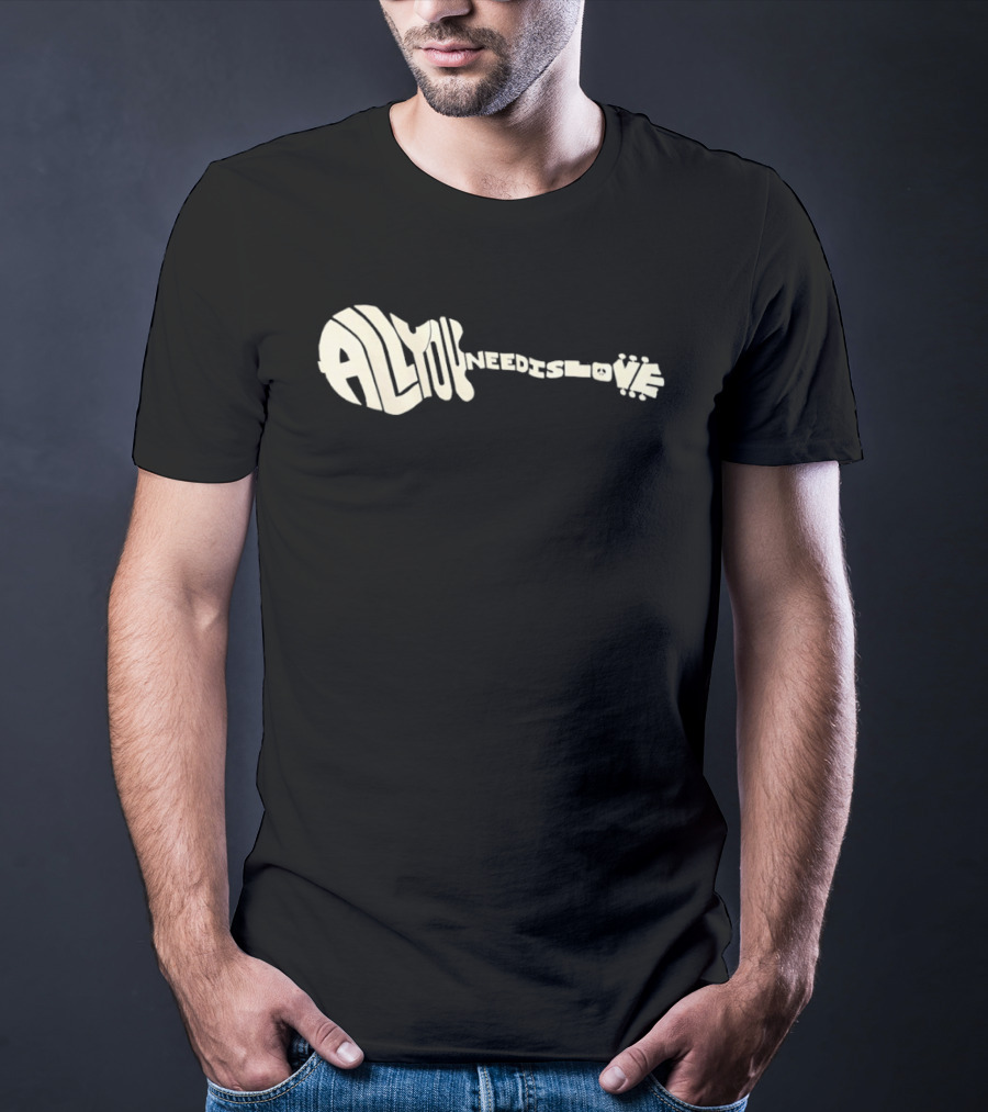 All You Need Is Love Peace And Music Guitar T-Shirt