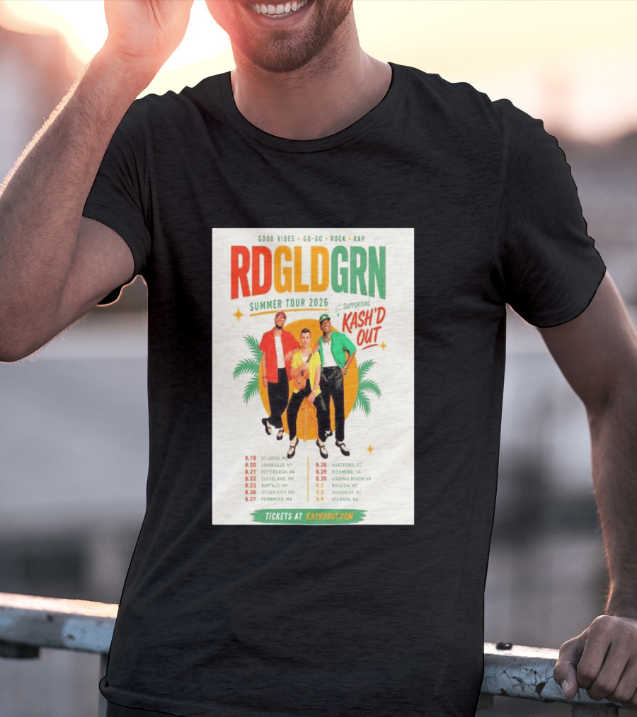 RDGLDGRN Summer Tour 2026 Good Vibes Go Go Rock Rap Supporting Kash'd Out T-Shirt