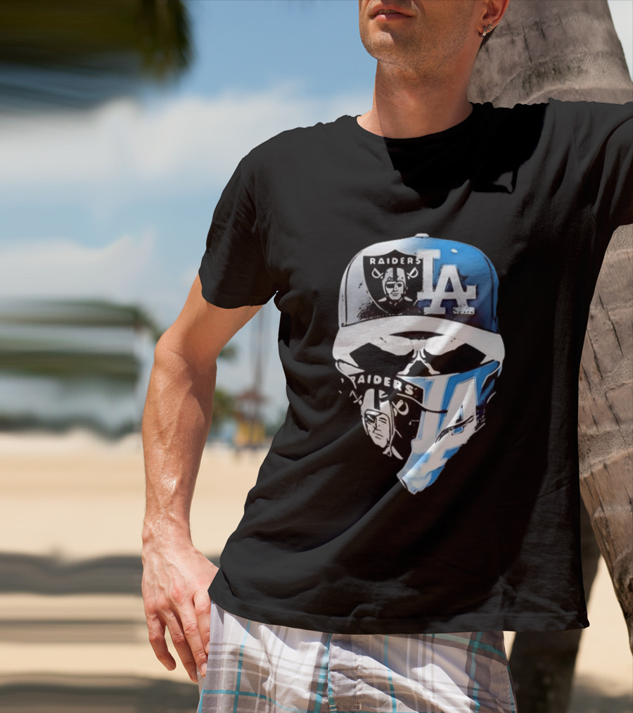 Las Vegas Raiders Los Angeles Dodgers Split Raiders LA T-Shirt