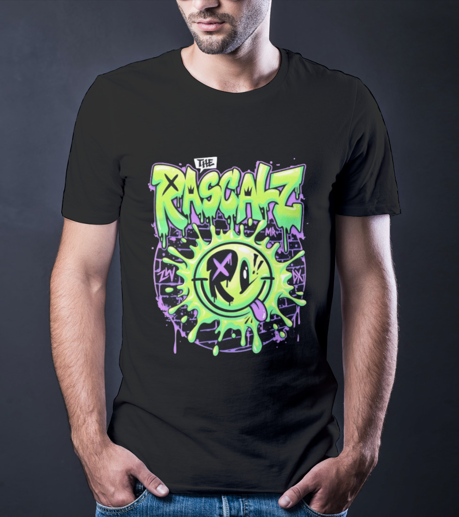 The Rascalz AEW Slime Smiley Graffiti T-Shirt