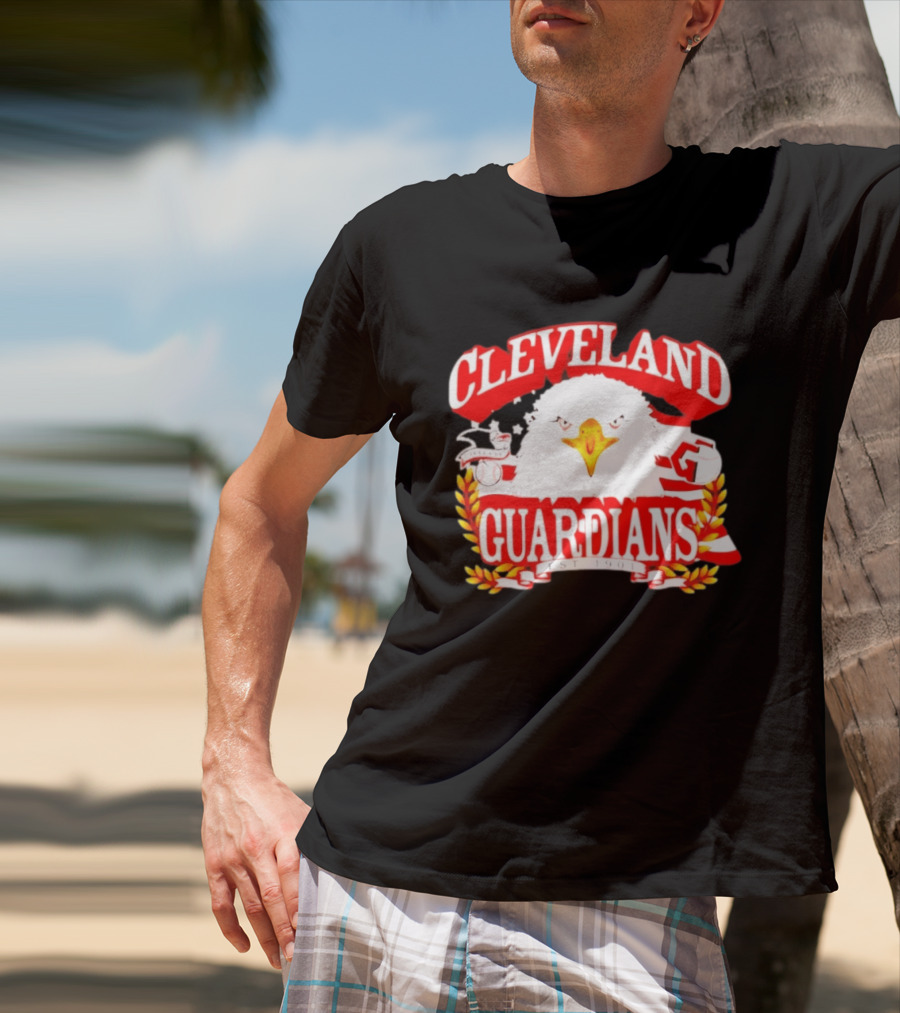 Cleveland Guardians Bald Eagle American Flag Baseball Est 1901 T-Shirt
