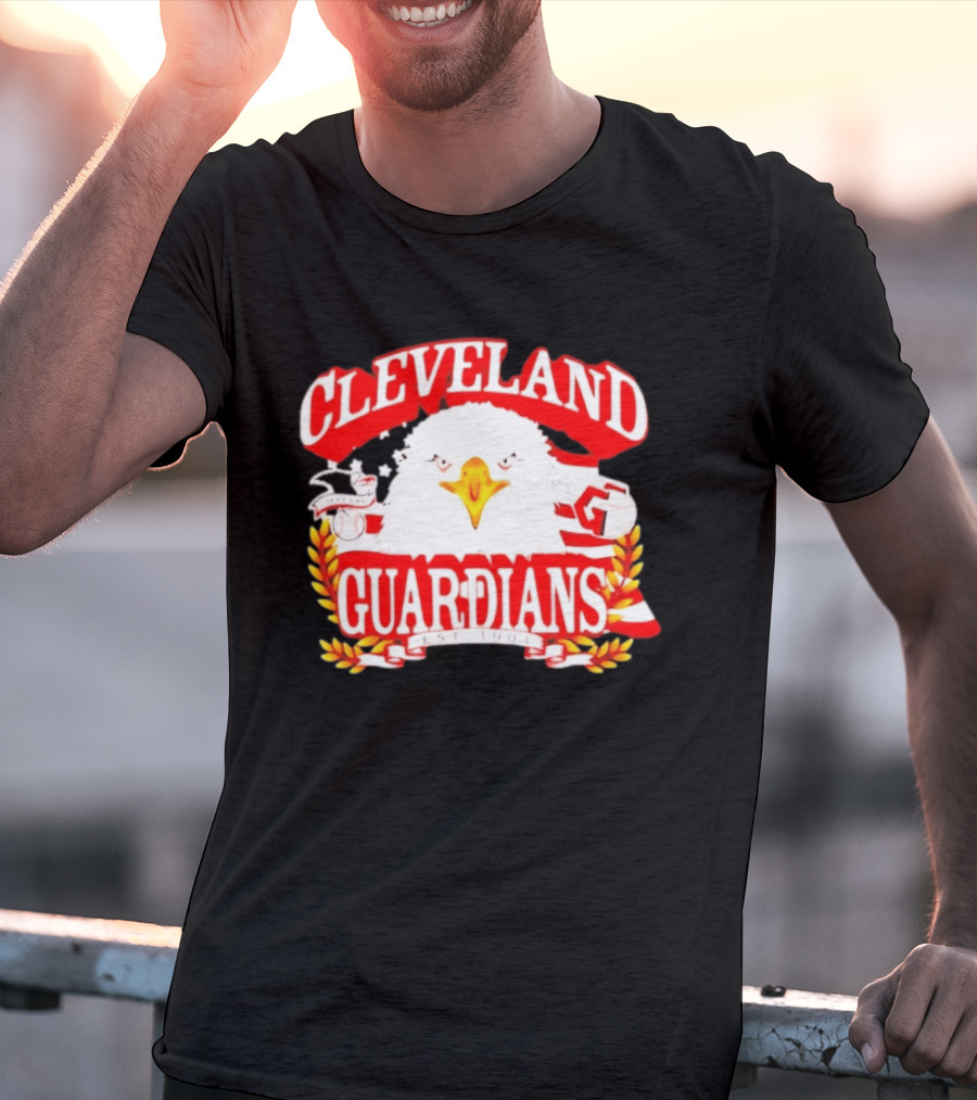 Cleveland Guardians Bald Eagle American Flag Baseball Est 1901 T-Shirt