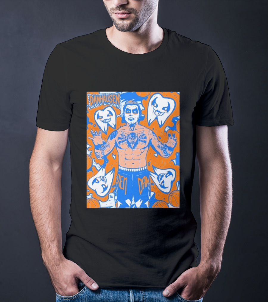 New York Knicks Danhausen Collaboration Uncursed Cartoon T-Shirt