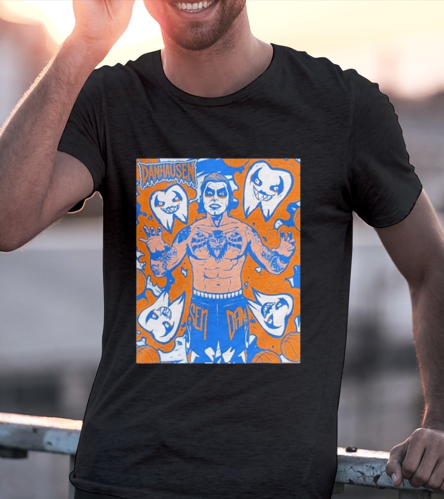 New York Knicks Danhausen Collaboration Uncursed Cartoon T-Shirt