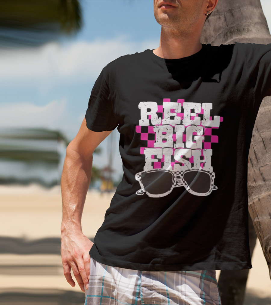 Reel Big Fish Checkered Sunglasses Pink Checkerboard T-Shirt