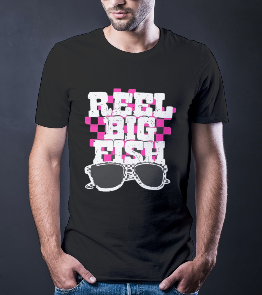 Reel Big Fish Checkered Sunglasses Pink Checkerboard T-Shirt
