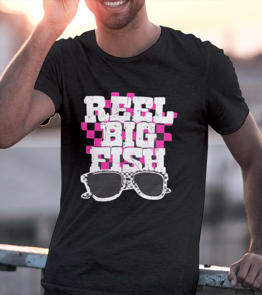 Reel Big Fish Checkered Sunglasses Pink Checkerboard T-Shirt