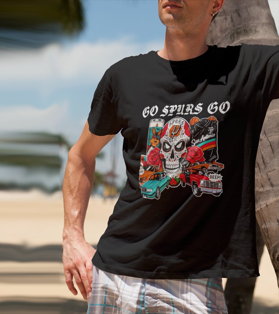 San Antonio Spurs Skull Lowriders Go Spurs Go Fiesta Por Vida T-Shirt