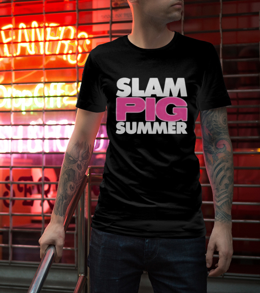 Slam Pig Summer Bold Pink Text Trend T-Shirt