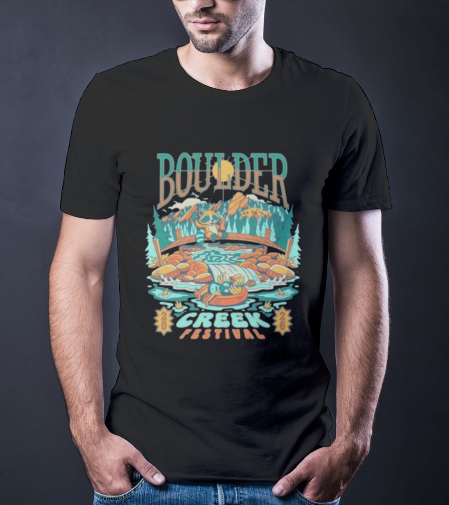 Boulder Creek Festival 2026 Mountain Adventure With Bear And Canoe T-Shirt