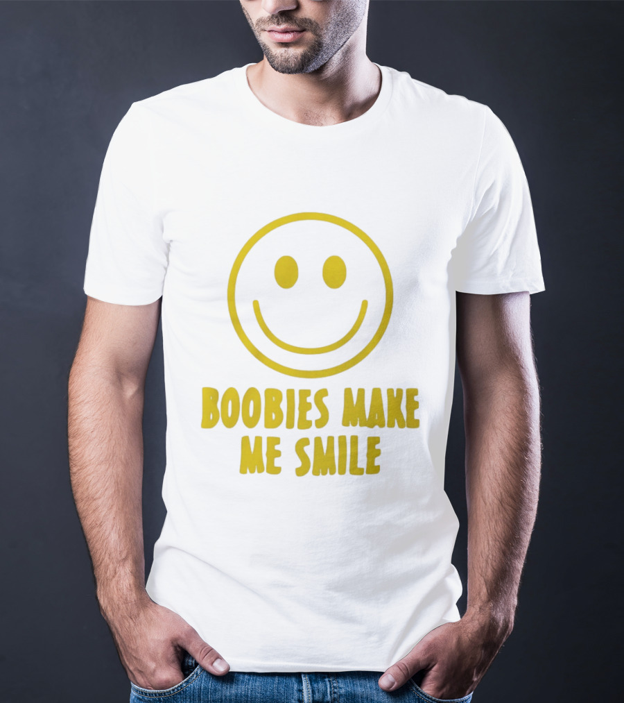 Boobies Make Me Smile Yellow Smiley Face T-Shirt