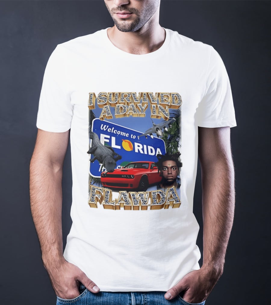 I Survived A Day In Flawda Welcome To Florida Dodge Jet Manatee Adventure T-Shirt