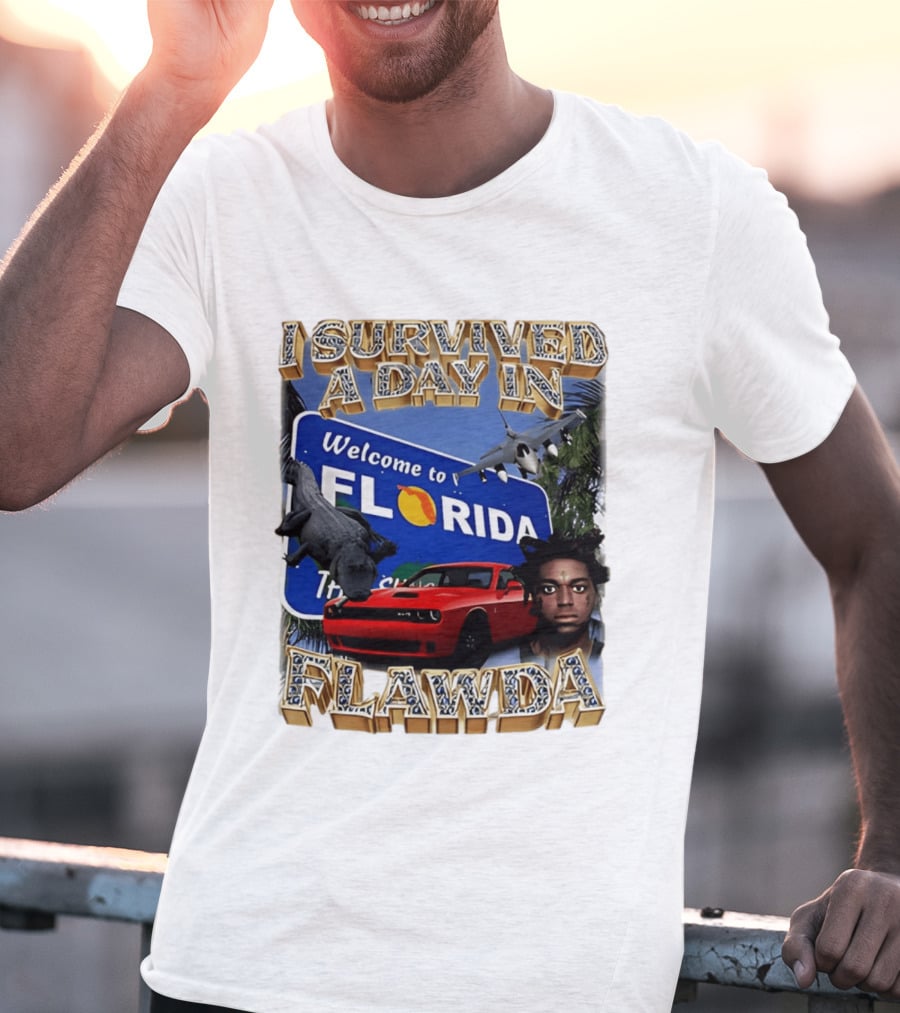 I Survived A Day In Flawda Welcome To Florida Dodge Jet Manatee Adventure T-Shirt