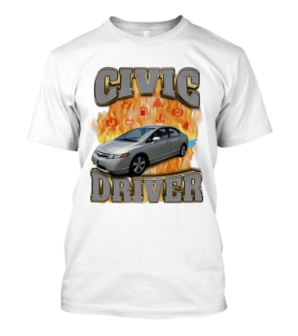 Civic Driver Flames Car T-Shirt