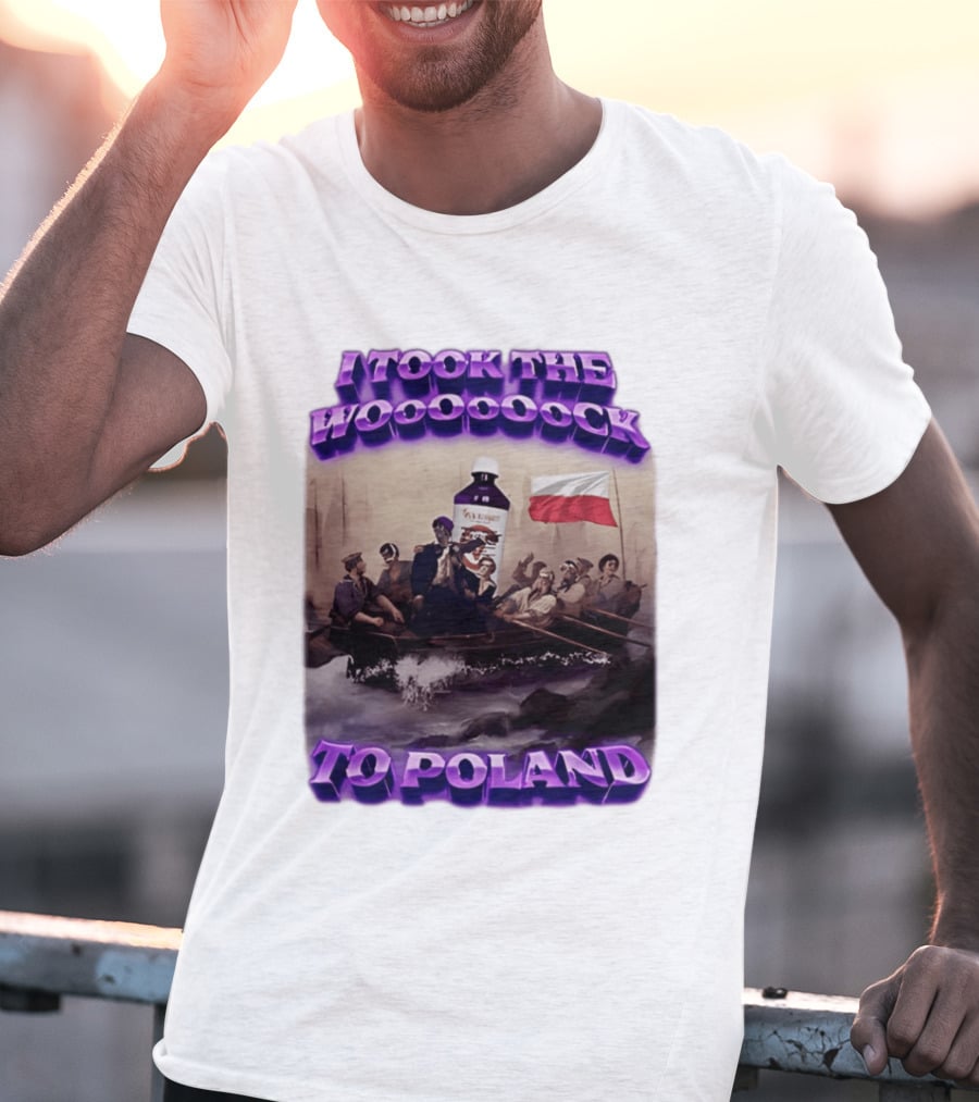 I Took The Wock To Poland Bold Letters Polish Flag Boat Scene T-Shirt