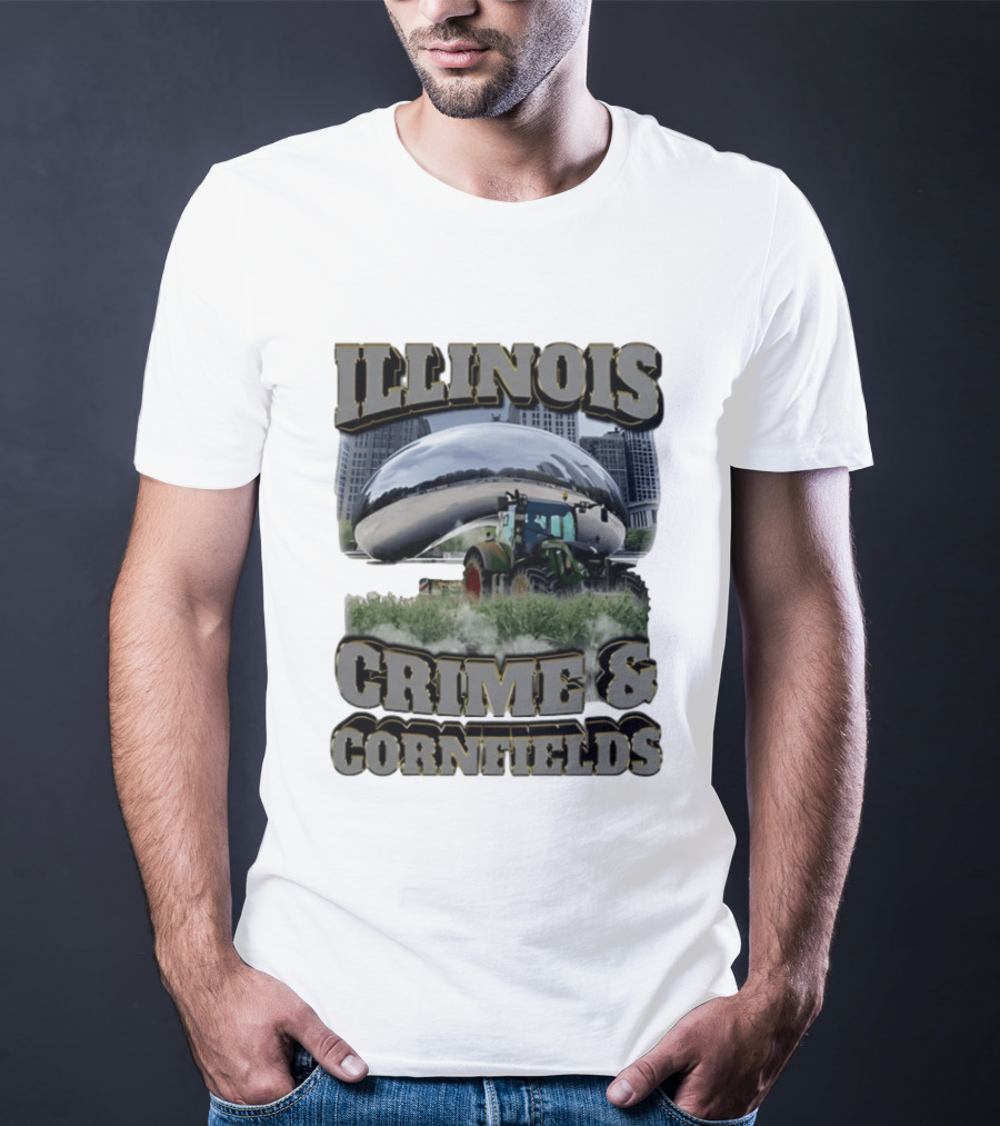 Illinois Crime & Cornfields Cloud Gate Tractor Scenery T-Shirt