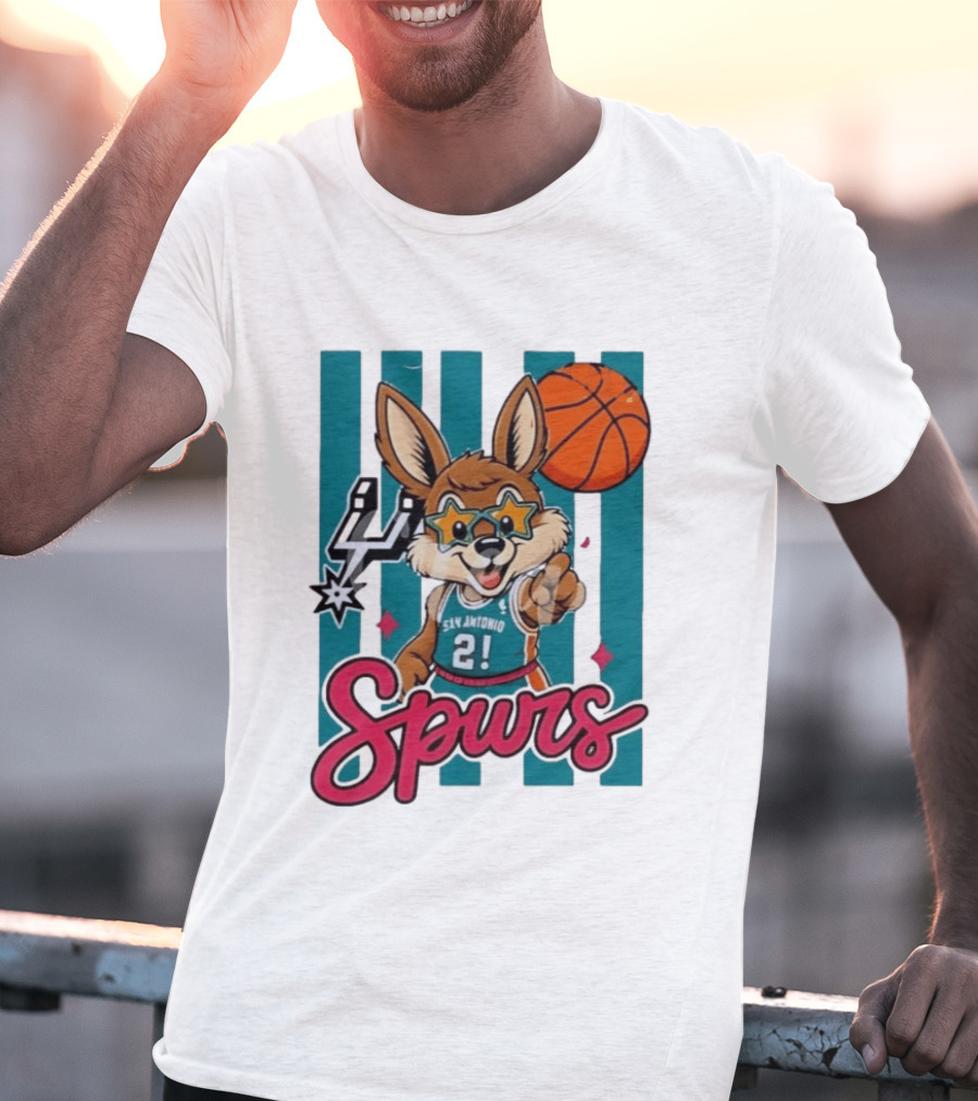 San Antonio Spurs Mascot Basketball Star Glasses Youth 21 T-Shirt