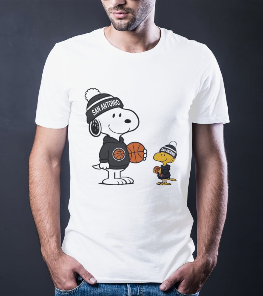 Snoopy And Woodstock Basketball Fans San Antonio Beanies T-Shirt