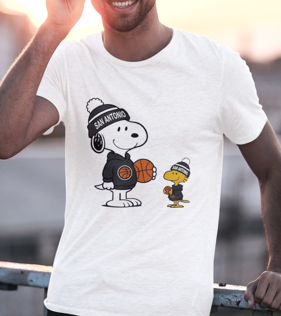 Snoopy And Woodstock Basketball Fans San Antonio Beanies T-Shirt